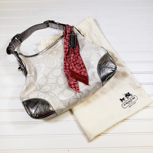 Coach Handbags - Coach Signature White Shoulder Bag